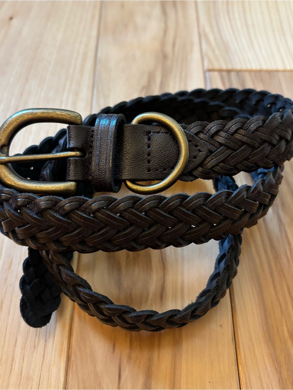 Vintage Brown Braided Leather Belt Size XL